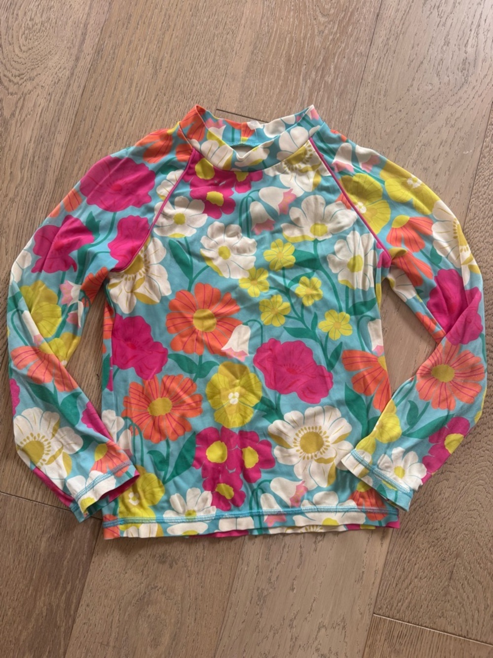 Boden Girls Floral Rash Guard Top - Bright Multi Floral Print